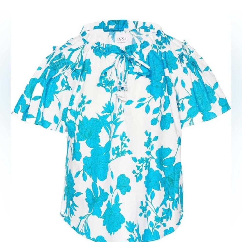 NWT Misa Los Angeles Suparna Top Blouse in Turquoise